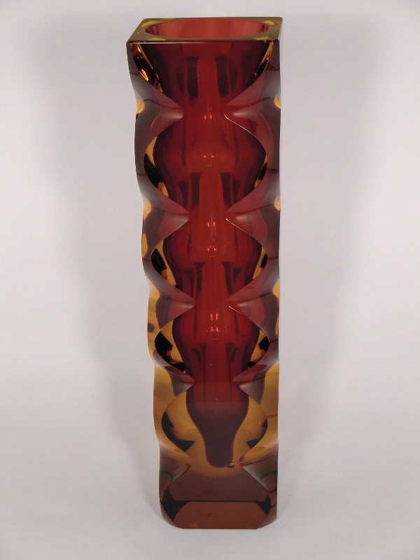 Czech Bohemian Exbor Art Glass Vase by Oldrich Lipsky
