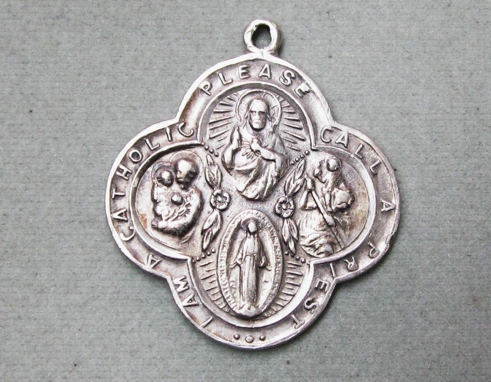 Catholic Sterling Silver Scapular Medal by CobayleyToo on Etsy