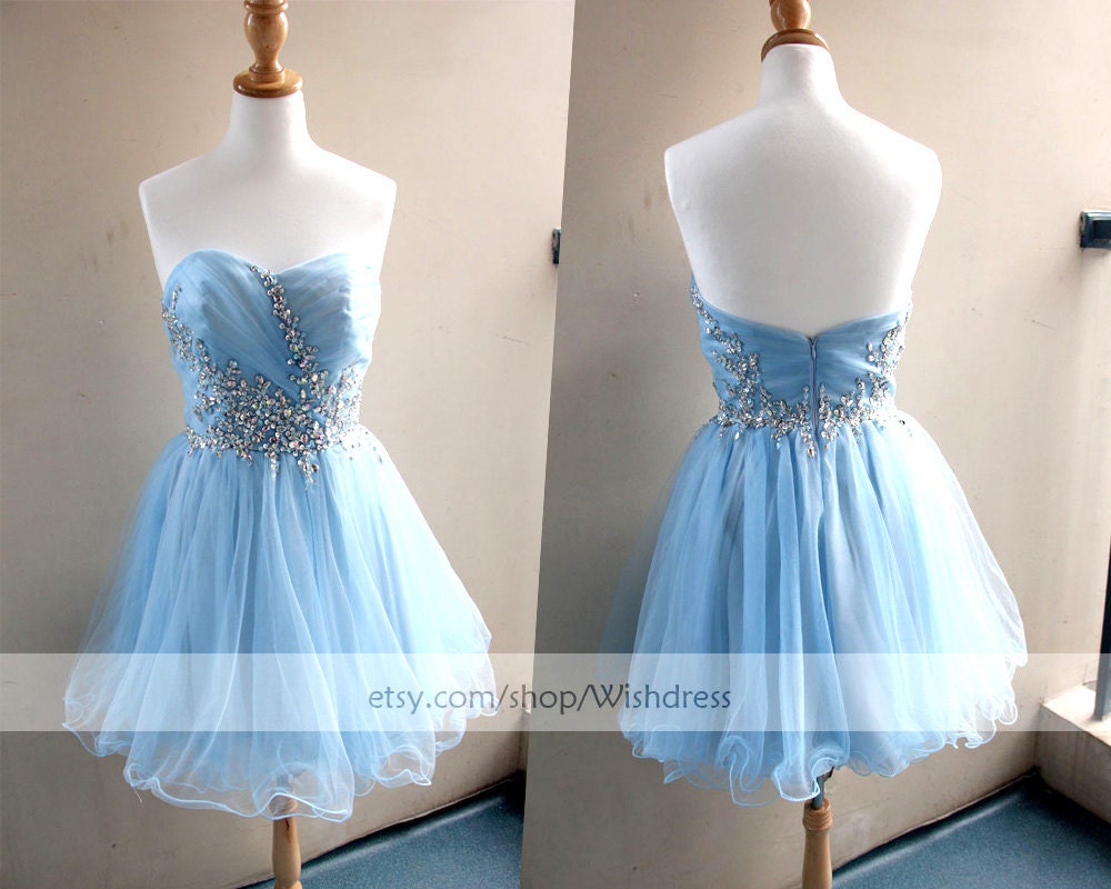 Sequins Detail Lavender Tulle Short Prom Dress/ Formal