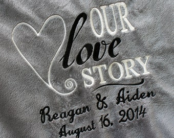 Personalized Wedding Throws and Blankets | Custom Embroidered Monogrammed | Wedding Gift | Unique Bridal Shower Gift | Anniversary Gift