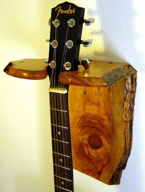 Natural Live Edge Alligator Juniper Guitar Holder