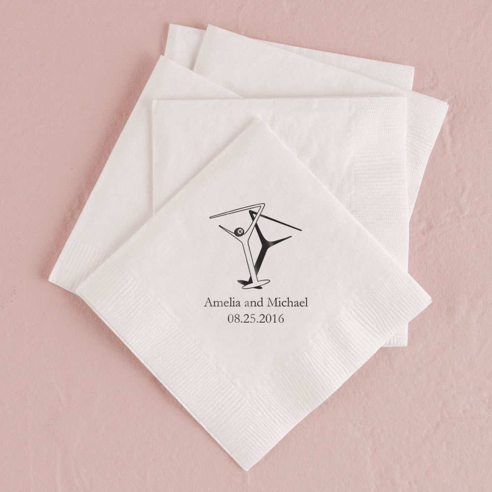 Set of 100 Martini Glass Printed Napkins Birthday Wedding