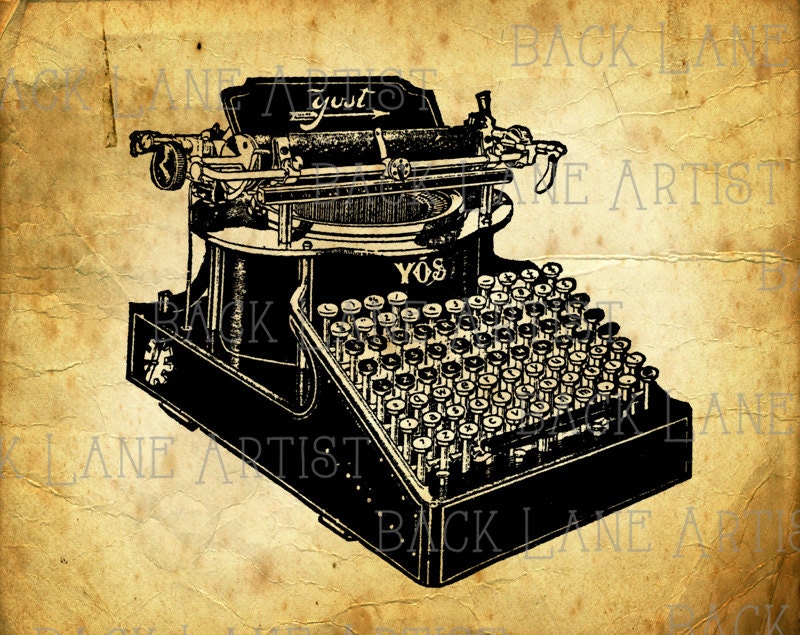 Vintage Typewriter Clipart Lineart Illustration Instant