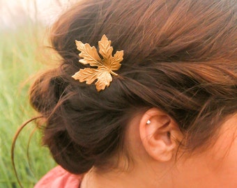 Leaf Hair Clip Gold Maple Leaf Hair Pins Maple Leaf Bobby Pin Fall Hair Pin Woodland Fall Hair Accessory Hair Accessories Gift For Her