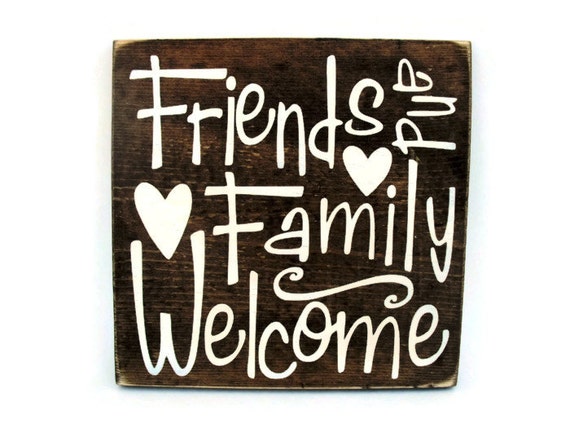 Rustic Wood Sign Wall Hanging Home Decor Friends  and Family