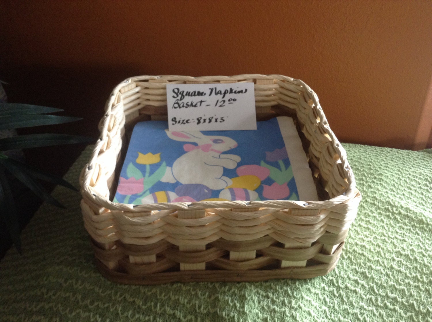 Square Hand Woven Napkin Basket Napkin Basket To by AdasBaskets