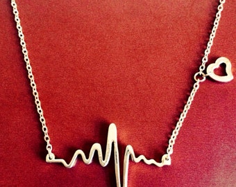 Adorable Heart Rhythm Pendant Necklace/Heart Beat Necklace 14k Rose ...
