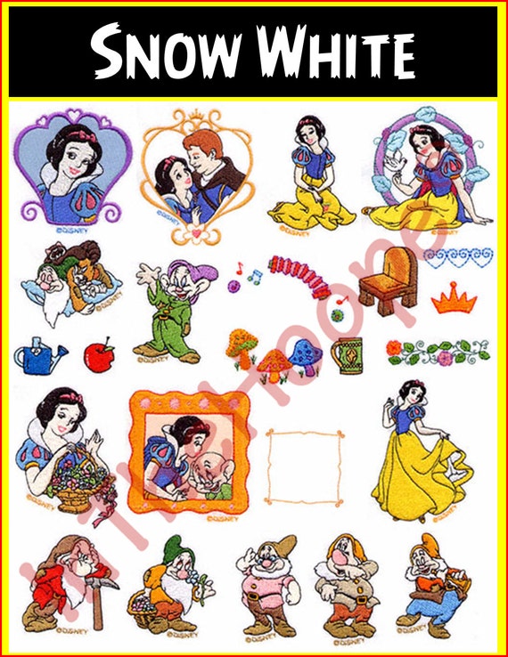 Snow White Machine Embroidery Designs 4x4 hoop PES by InTheHoope