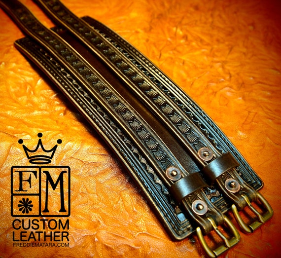 Leather Wrist Cuff Traditional American COWBOY ROCKSTAR Bracelet