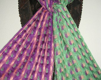 Handwoven Hand Dyed Silk Scarf, Triple Weave, Tisserande