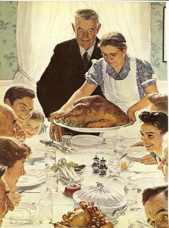 Norman Rockwell prints,  four freedoms; Freedom From Want, Freedom to Worship World War II