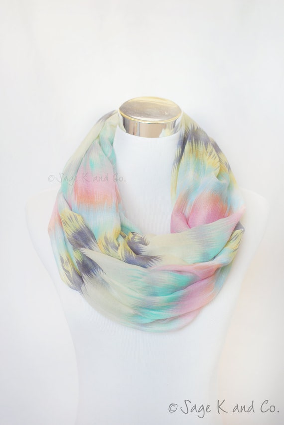 Pastel Watercolor Infinity Scarf Spring 2014 by SageKandCo