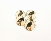 5 Primitive Crow Buttons.  Crow Nodder Sewing Buttons.  3/4" or 20 mm.