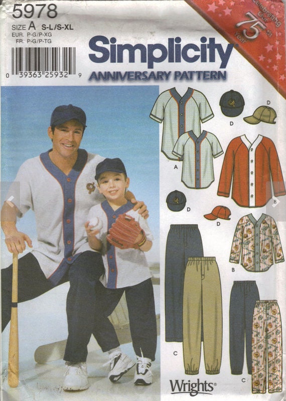 BASEBALL UNIFORM Sewing Pattern Men & Boys Costume