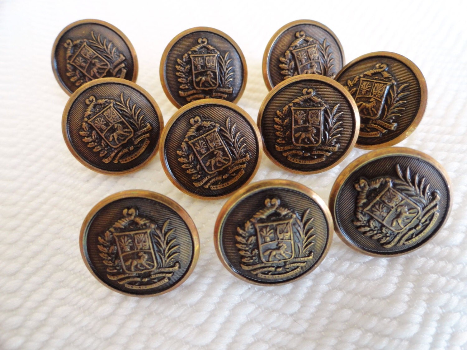 6 Antiqued Bronze Vintage Metal Blazer Buttons