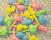 Farm Animal Cupcake Picks, Duck, Bunny, Hen, Chicks, 12 Assorted Toppers, Party, Spring, Garden Party, Baby Shower, Novelty, Vintage Style Il_170x135
