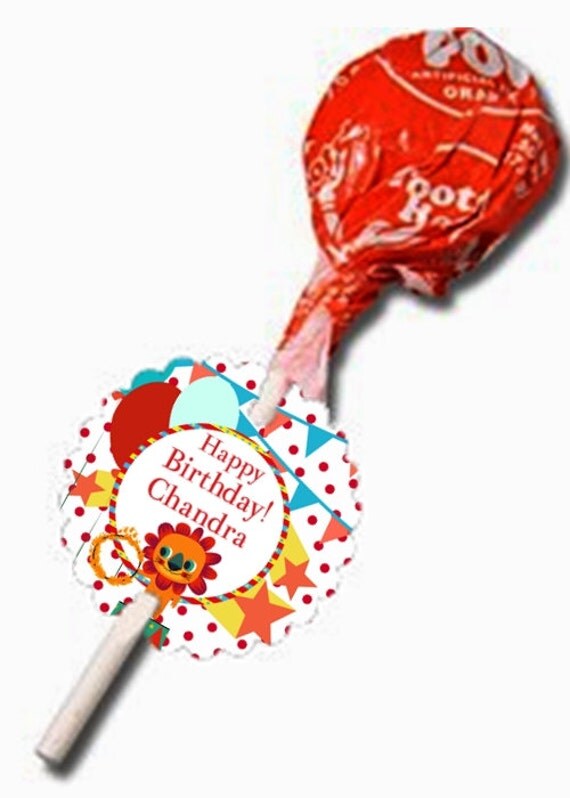 Cake Pop Tags, Sucker Tags, Birthday, Circus, Carnival Theme, Lion, Balloons, Red, Blue, Yellow Il_570xn