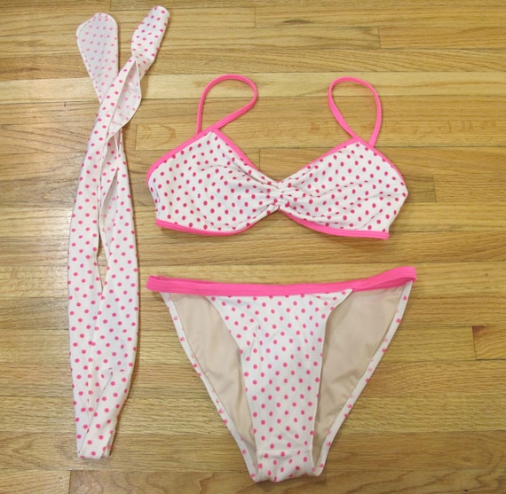 SALE 80s Beach Barbie Itty Bitty Pink Polka Dot Bikini XS/S