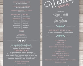 Wedding Programs - 4x9 inches Soft Gray - Style P2 - JULIETTA COLLECTION | wedding programs | ceremony program | programs - PRINTED