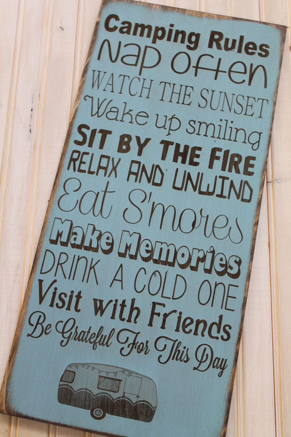 Camping Rules Sign Custom decor rustic personalized by Wildoaks