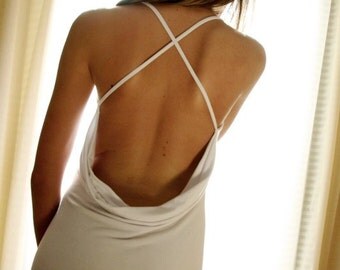 White Wedding Lingerie- Backless Nightgown- Sleepwear Dress