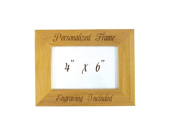 Engraved Picture Frame, Custom Wood Picture Frame, Personalized Engraving Included, J1290035
