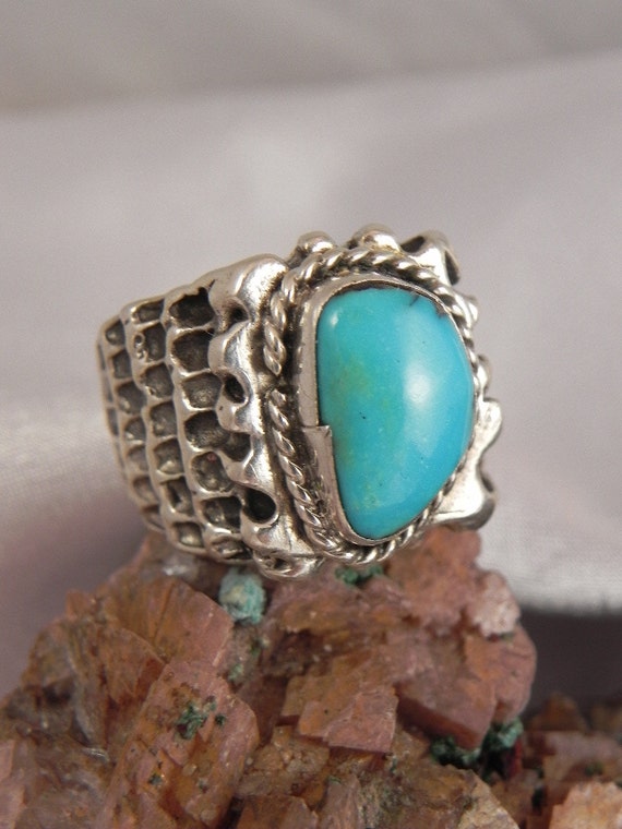 Native American Turquoise Mens Ring by hollywoodrings on Etsy