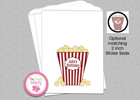 Movie Party Favor Bag , Personalized Popcorn Bag, Candy Bag, Party Favor Bag Il_570xn
