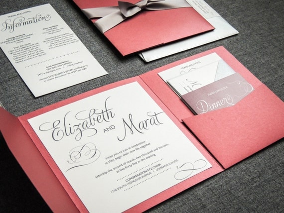 Marsala Wedding Invitations Red and Black Wedding Invitation