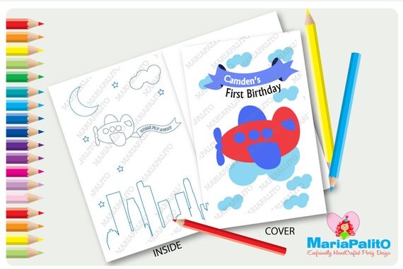 6 Plane Coloring books, Planes Birthday Party, Personalized Coloring Books Party Favors A1079 Il_570xn