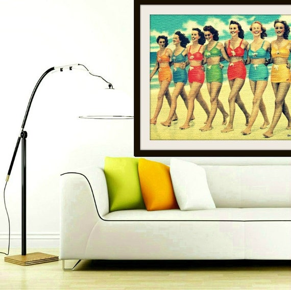 Beach art print mid century modern art print Gifts by VintageBeach
