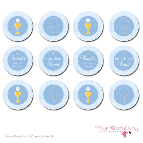 PRINTABLE Personalized First Communion Party Circles #602 Il_570xn