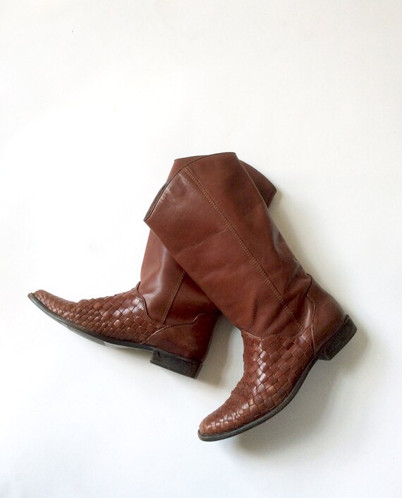 Vintage Unisa Woven Leather Riding Boots