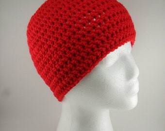 CHOOSE Your STYLE - Solid Classic Style Beanie Hat in Cherry Red - Multiple sizes Made to Order