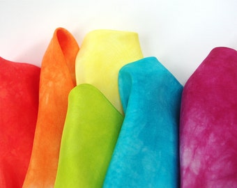 Waldorf Play Silks, Set of Six Rainbow Swirl Playsilks 11" x 11 inch