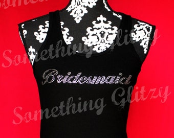Bridesmaid Mega bling Rhinestone Tank Top or Tee, Bridesmaid Tank, Bridesmaid Bling, Bridesmaid Tee, Plus size Bridesmaid, Bridesmaid Shirt
