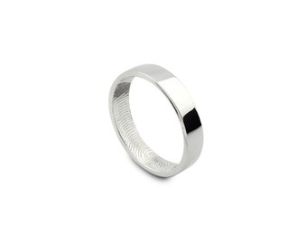 Custom Inner Fingerprint Ring - Sterling Silver Engraving Wedding Band, men's or lady's