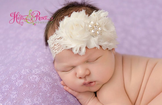 910 New baby headbands and diaper covers 790 Bébé Headband.Ivory ou blanc bébé fille Headband.Baby Headbands   