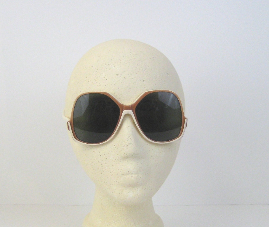 60s Sunglasses Brown and Cream Sunglasses 1960s American