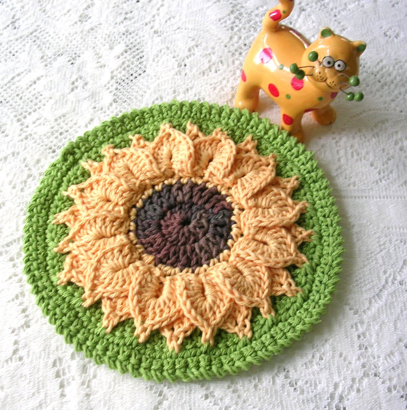 Crochet Sunflower Potholder Crochet Sunflower Hot Pad