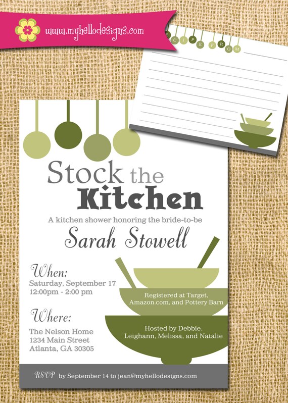 Items similar to Printable Kitchen Bridal Shower Invitation Stock the