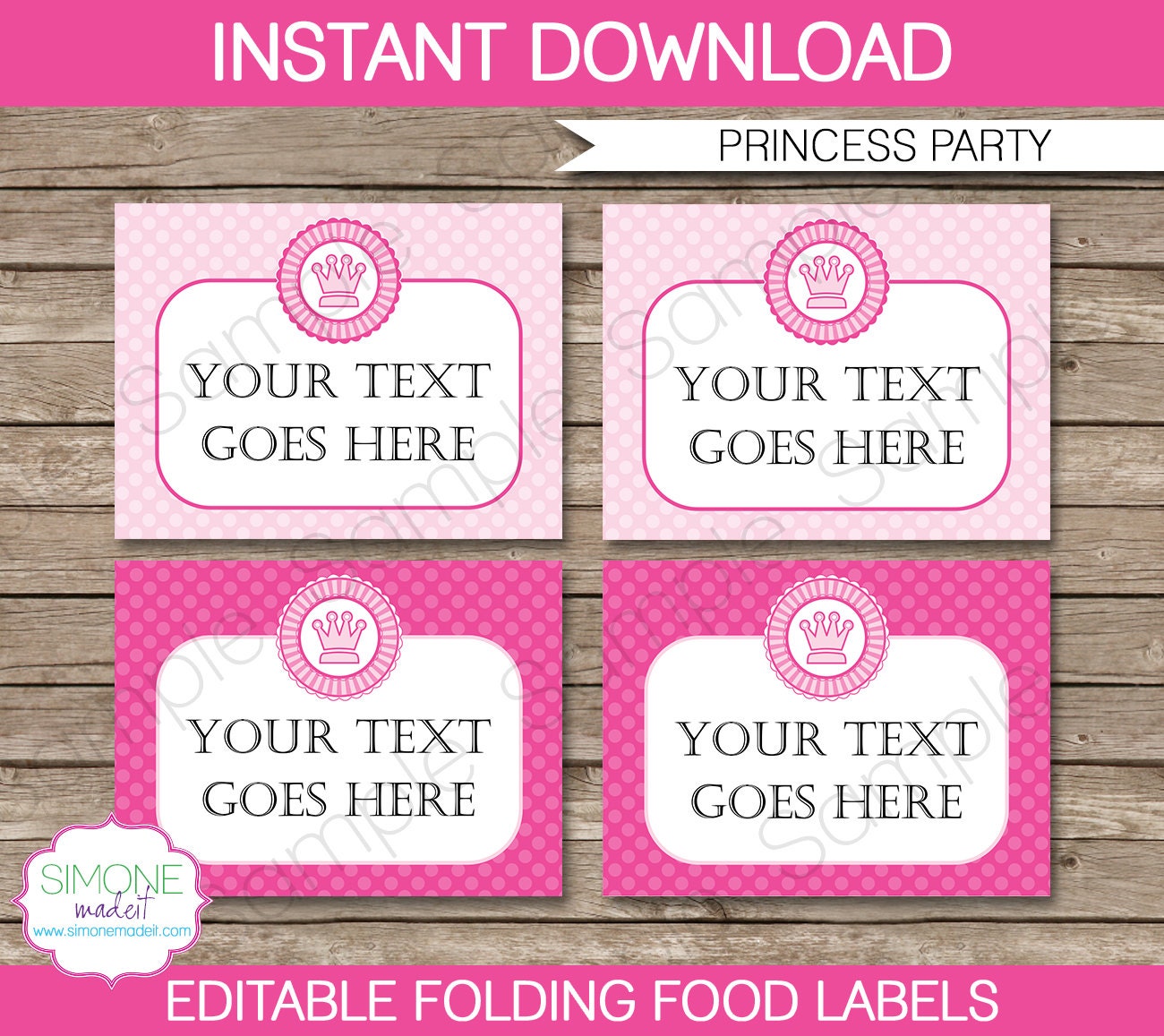 Princess Food Labels Buffet Tags Tent Cards by SIMONEmadeit