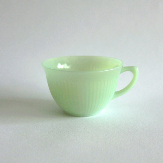 Jadeite Fire King Tea Cup Jane Ray Jadite by MiesEnScene