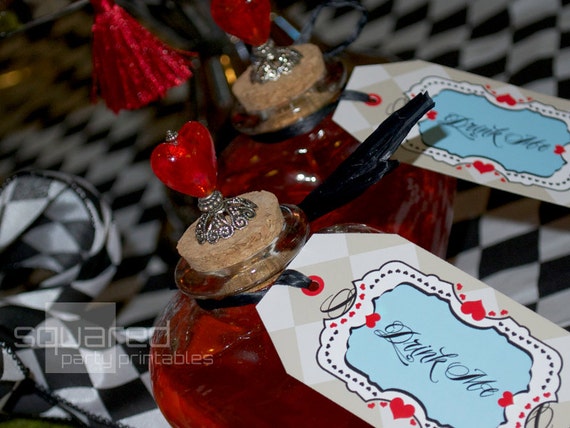 Alice in Wonderland Vintage Tea Party Printables - Favor Hang Tag Birthday Package - DIY Print - Alice's Tea Party - Instant Download Il_570xn