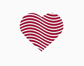 Wavy Heart Machine Embroidery Design INSTANT DOWNLOAD Valentines Heart