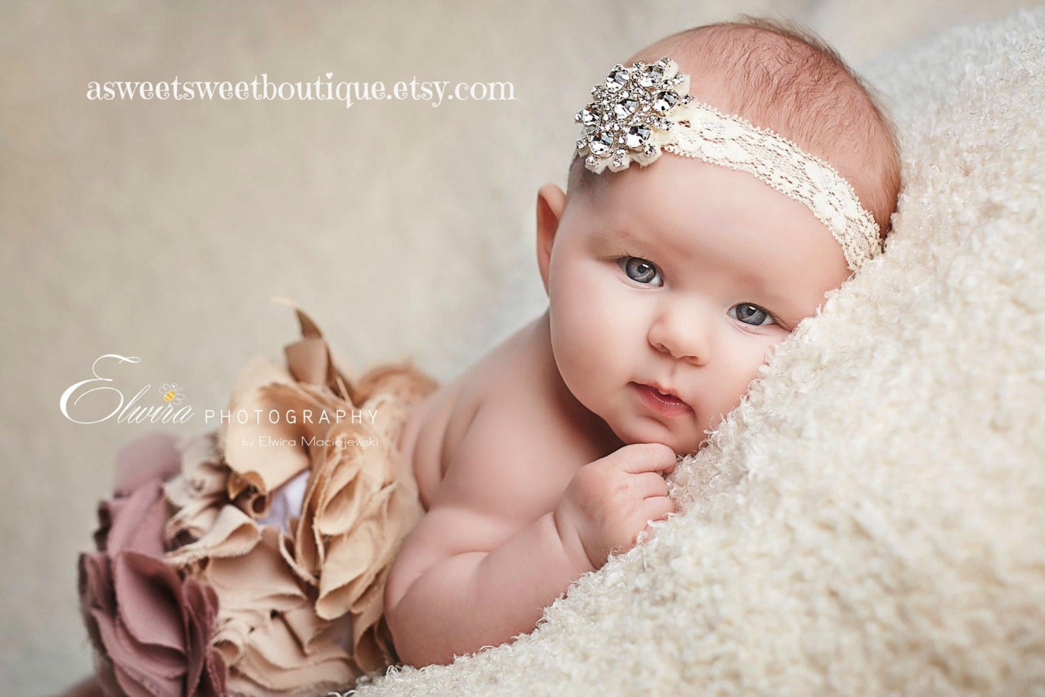 258 New baby headbands rhinestone 958 Newborn Lace Headband Rhinestone Headband by ASweetSweetBoutique 