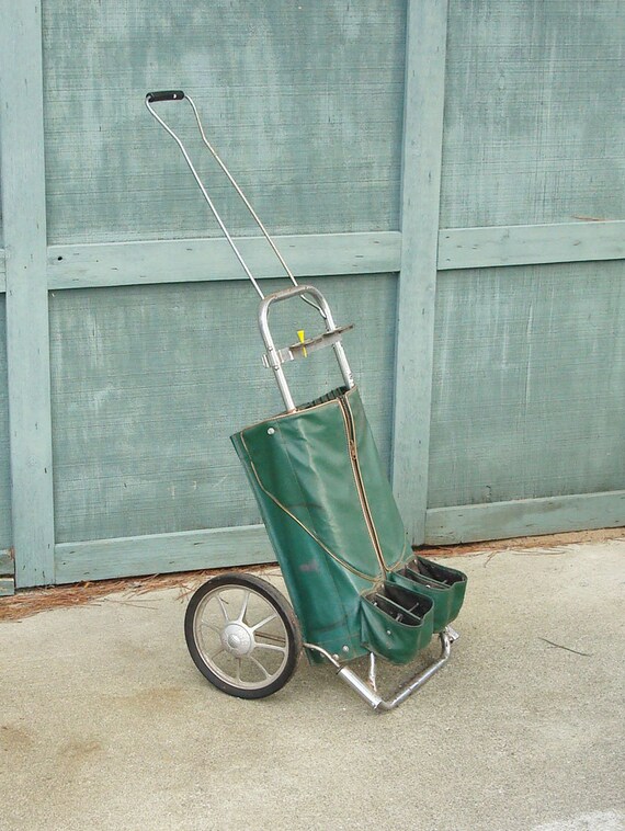 Items similar to Vintage Golf Cart pull bag wheeled cart bag on Etsy