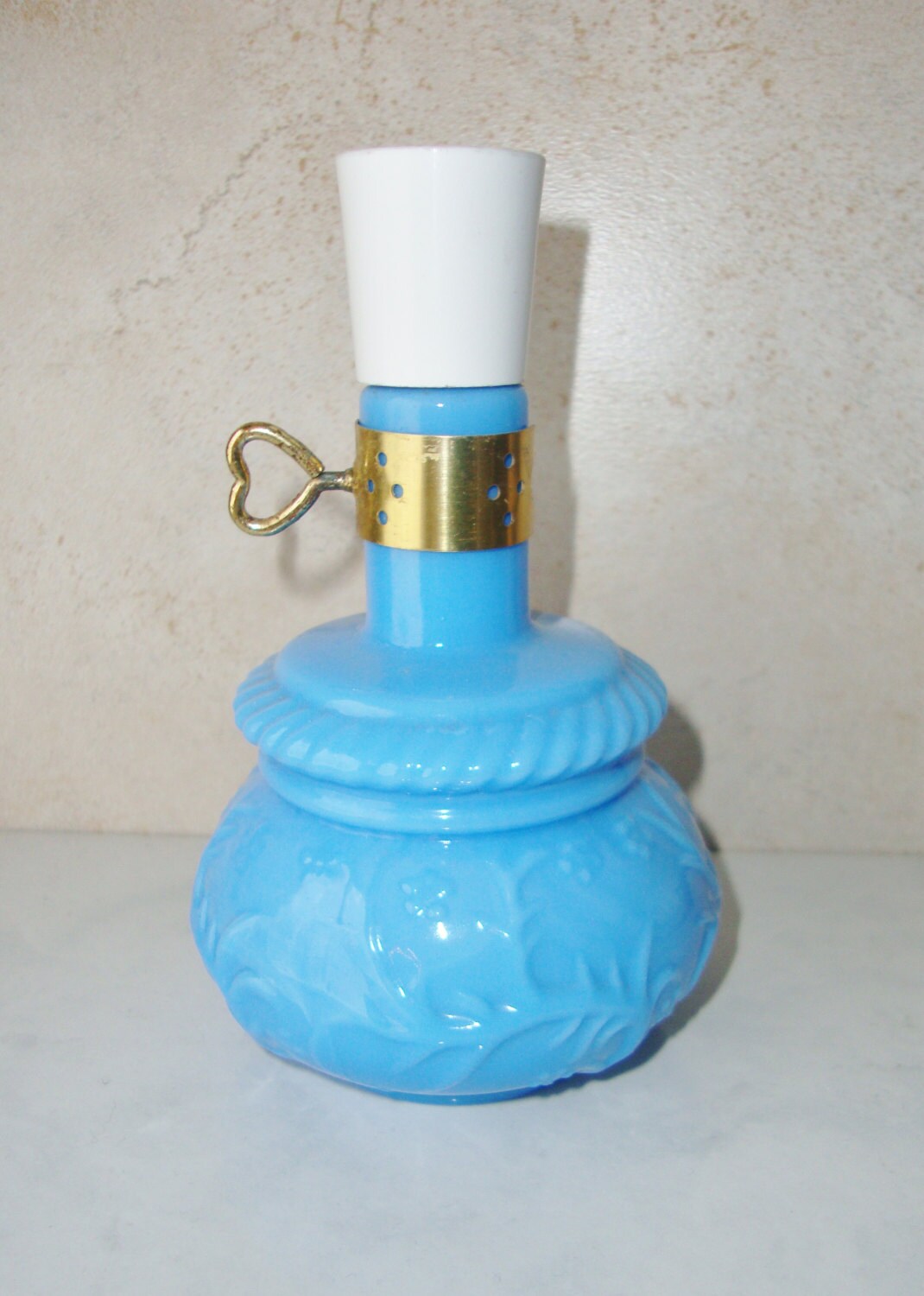 Vintage Avon Light Blue Glass Perfume Bottle Lamp Lantern