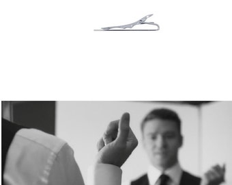 Personalized Modern tie clip in solid .925 sterling silver custom engraved tie bar - WEDDINGS - best man - groomsman