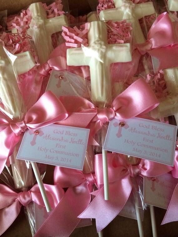 Chocolate Cross Lollipop Favor for Baptisms or Communions